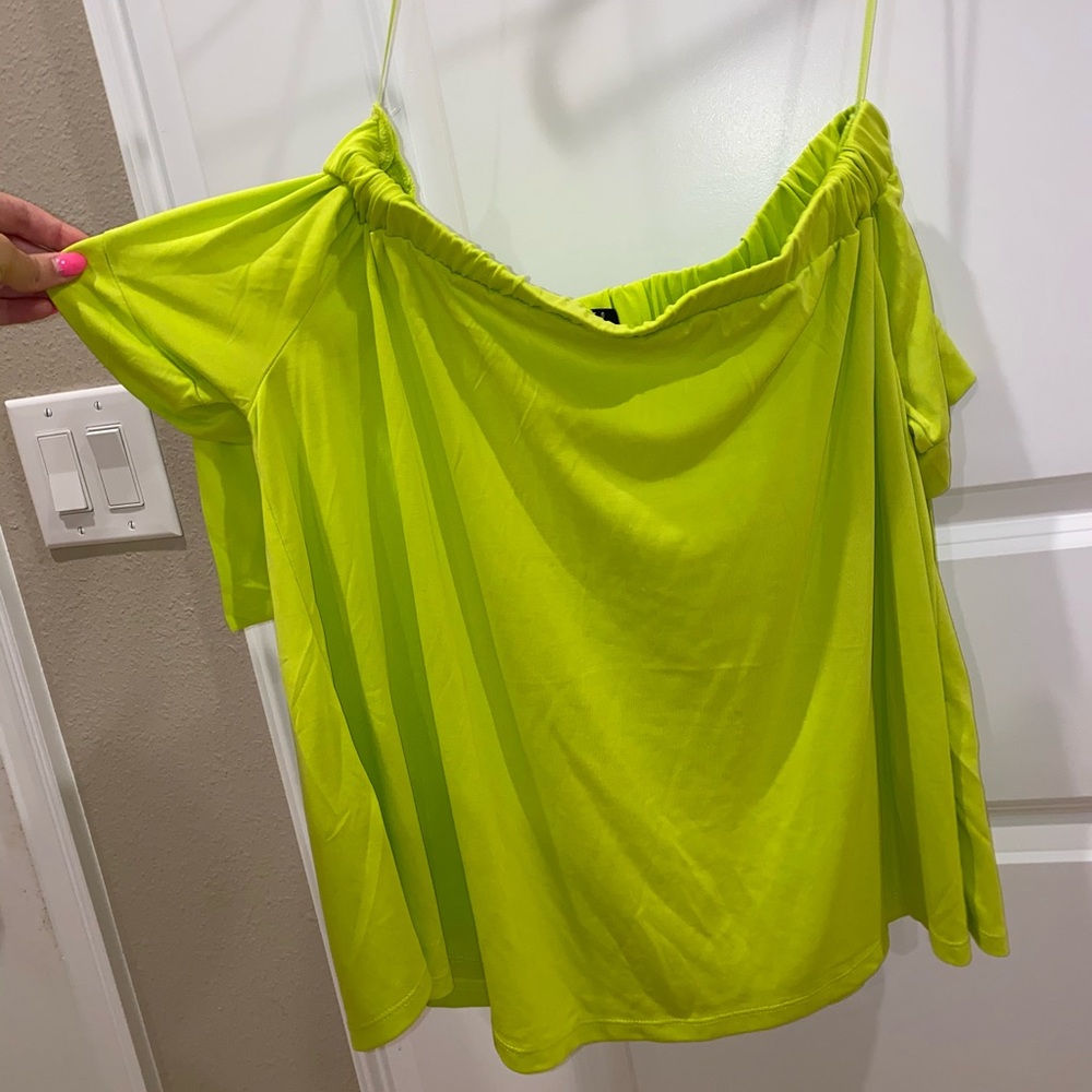 Lime Green Off the Shoulder Top